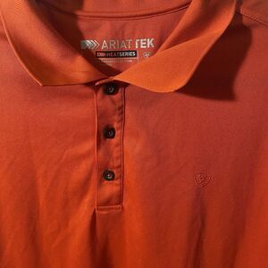 Ariat Tek Polo Shirt Mens Large L Orange Heat Series Short Sleeve Casual Stretch